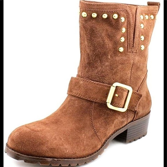 INC Moto Henri suede stud boots in nutmeg New - Picture 1 of 14